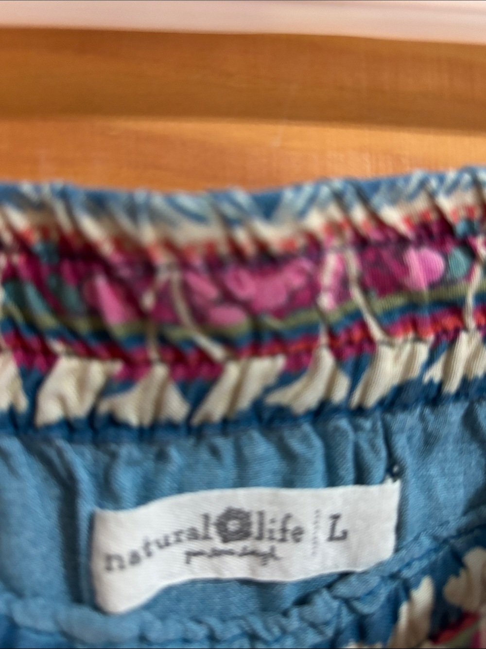 NATURAL LIFE Teal Maxi Skirt with Cream Floral Print - Picture 5 of 5